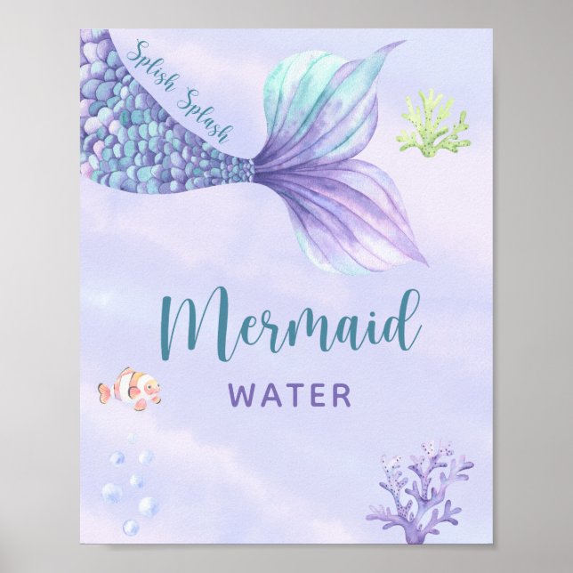 Poster Sous la mer Fête d'anniversaire de la Sirène d'eau (Devant)