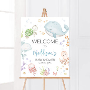 Poster Sous L'Accueil Du Baby shower De Mer