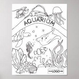 Poster Sous l'Anniversaire de la mer Vie marine Art color