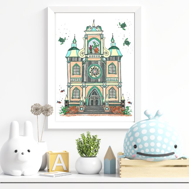 Poster Sous l'art de la pépinière marine (Under the Sea Nursery Art Print)
