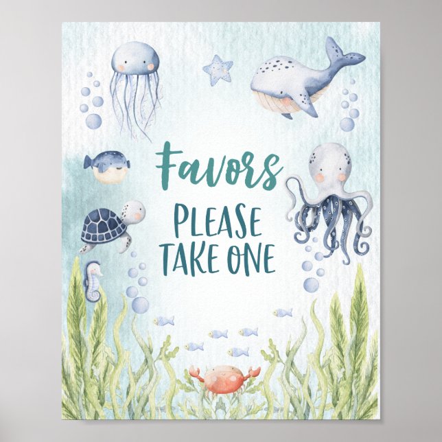 Poster Sous le Baby shower de la mer favorise l'affiche (Devant)