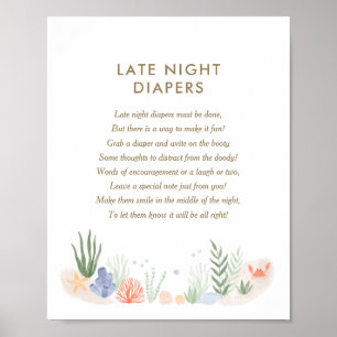 Poster Sous le Baby shower de mer Diapeurs nocturnes