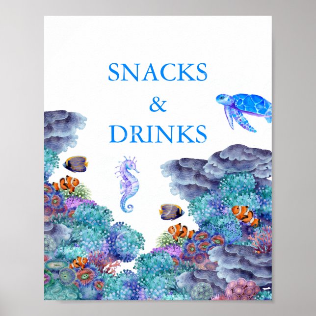 Poster Sous le Baby shower de mer Snacks et boissons (Devant)