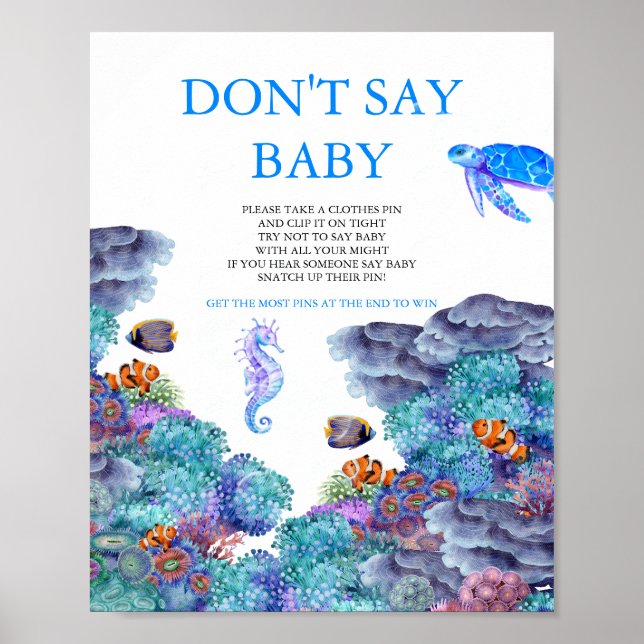 Poster Sous le Baby shower marin Ne dites pas bébé (Devant)