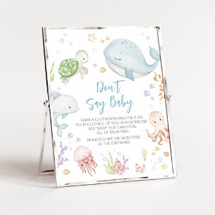 Poster Sous le Baby shower marin ne dites pas bébé