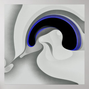Poster Sous le bleu : gris Abstrait, noir et bleu