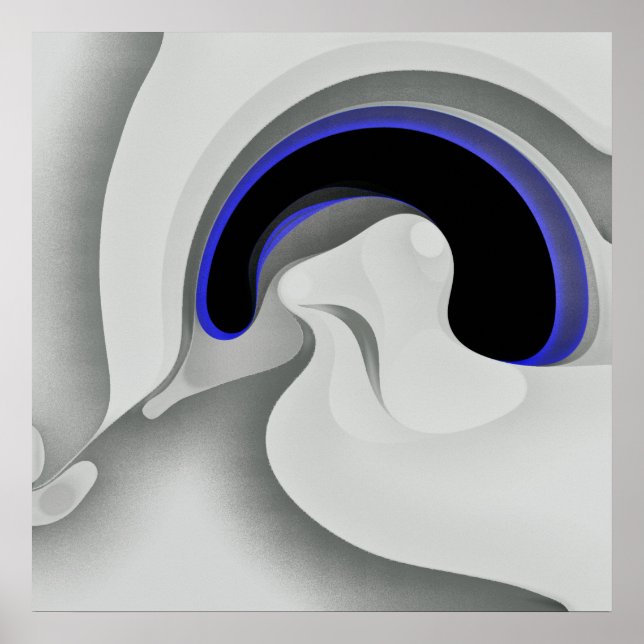 Poster Sous le bleu : gris Abstrait, noir et bleu (Devant)