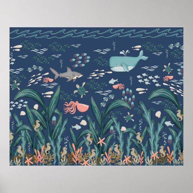 Poster Sous Les Animaux de l'Océan de la Mer Crèche (Devant)
