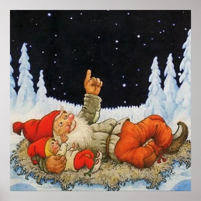 Poster "Sous les étoiles" Gnomes de Jenny Nystrom (Devant)