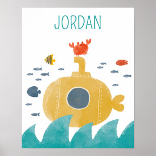 Poster Sous-marin doodle mignon Explorer