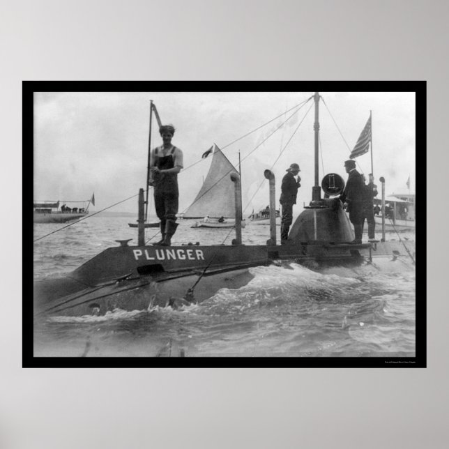 Poster Sous-marin et voilier 1905 (Devant)