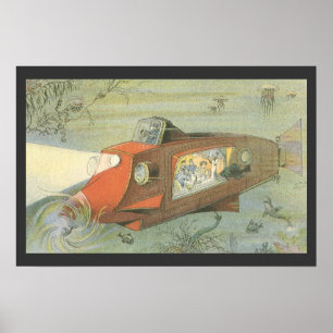 Poster Sous-marin Steampunk de Science-Fiction Vintage da