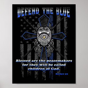 Poster Soutenez la police ligne bleue Défendez le bleu 