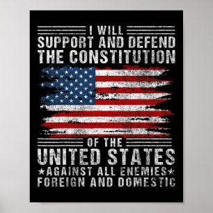 Poster Soutenir et défendre la Constitution - Drapeau amé