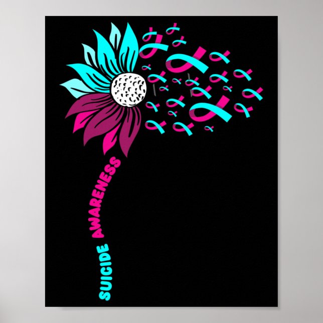 Poster Soutenir la sensibilisation au suicide Fleur Préve (Devant)