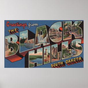 Poster South Dakota - Black Hills - Large Letter Scenes