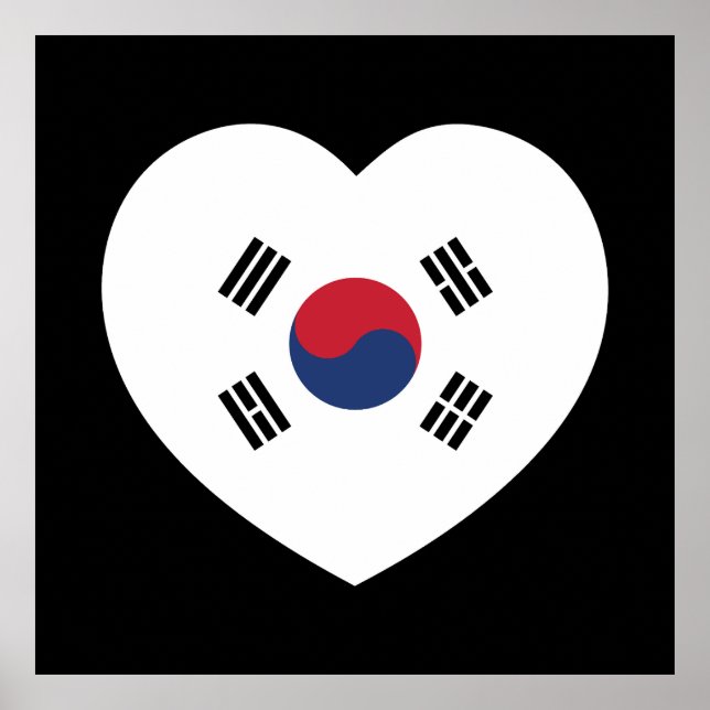 Poster South Korea Flag Heart (Devant)