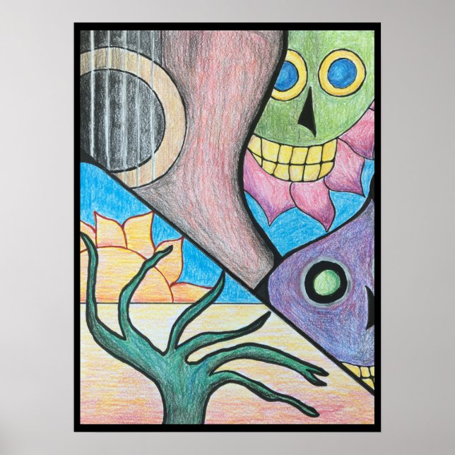 Poster Southwest Desert Skull Folk Art (Devant)