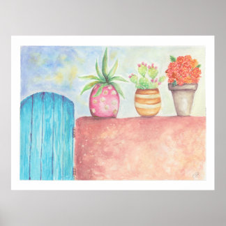 Poster Southwestern watercolor desert garden