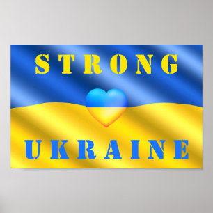 Poster Soutien à l'Ukraine - Fort - Drapeau - Liberté - P