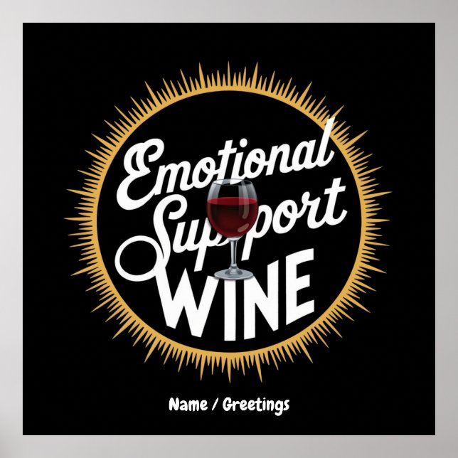 Poster Soutien émotionnel Boisson Drôle Amateur de vin (Devant)