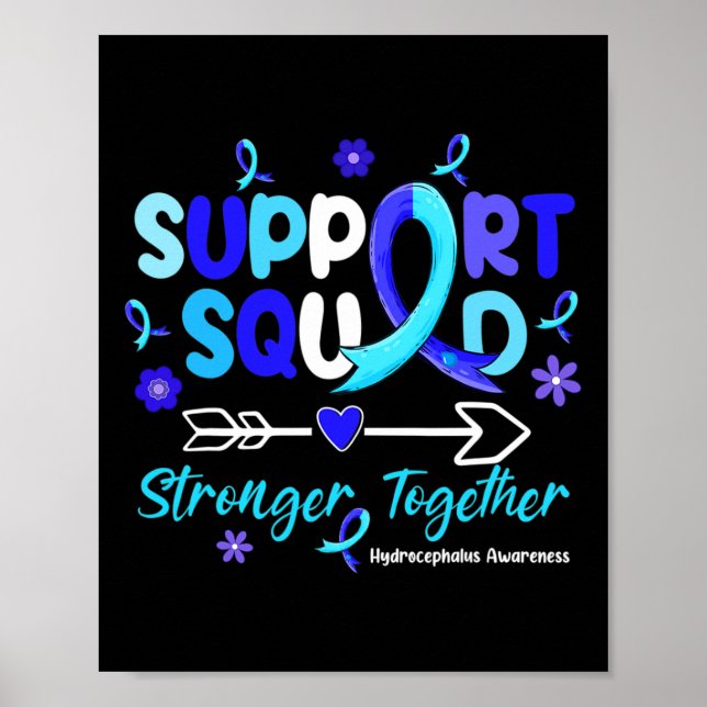 Poster Soutien Équipe Bleu Ruban Sensibilisation à l'hydr (Devant)