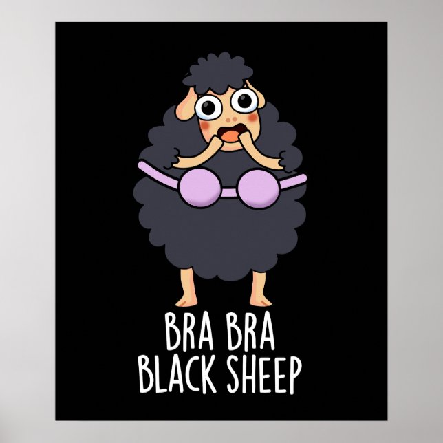 Poster Soutien-gorge Noir Mouton Drôle Animal Pun Dark BG (Devant)