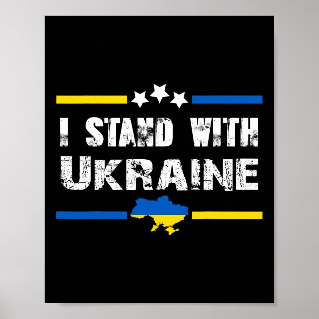 Poster Soutien Je suis avec le drapeau de l'Ukraine Améri (Devant)