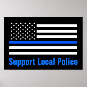 Poster Soutien Police locale Ligne Bleue Mince