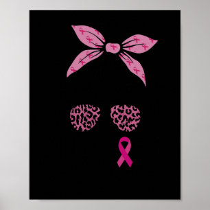 Poster Soutien Squad Messy Bun Leopard Pink Breast Cancer