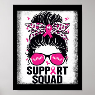 Poster Soutien Squad Messy Bun Pink Breast Cancer
