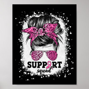 Poster Soutien Squad Messy Bun Pink Ribbon Cancer du sein