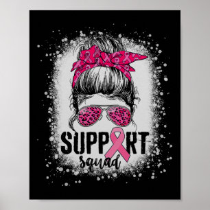 Poster Soutien Squad Messy Bun Pink Warrior Cancer du sei