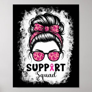 Poster Soutien Squad Messy Bun Pink Warrior Cancer du sei