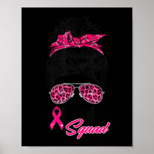 Poster Soutien Squad Messy Bun Pink Warrior Cancer du sei