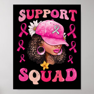 Poster Soutien Squad Messy Bun Pink Warrior Cancer du sei