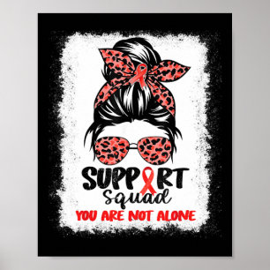 Poster Soutien Squad Messy Bun Rouge Guerrier Cancer du S
