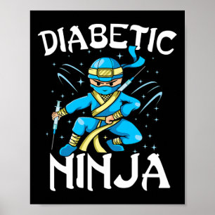 Poster Soutien T1d Ninja diabétique Type 1 Décerné du dia