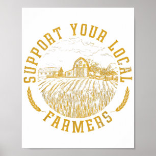 Poster Soutien vintage Vos Agriculteurs Locaux Agricole A