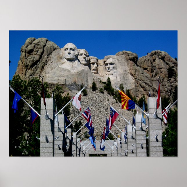 Poster Souvenir de drapeau du mont Rushmore le Dakota du (Devant)
