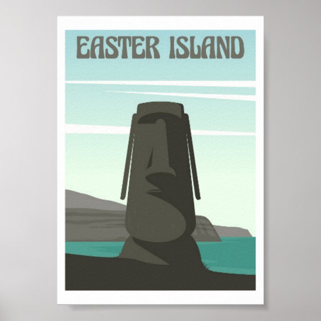 Poster Souvenir de voyage de l'île de Pâques (Devant)