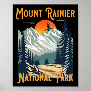 Poster Souvenir vintage du parc national du mont Rainier