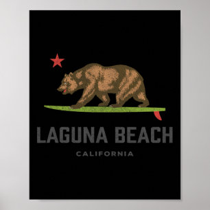 Poster Souvenir Vintage Laguna Beach Californie Ours Surf