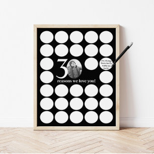 Poster Souvenirs d'anniversaire Black 30 Raisons pour les