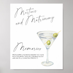 Poster Souvenirs de douche de mariée Martini avec la mari