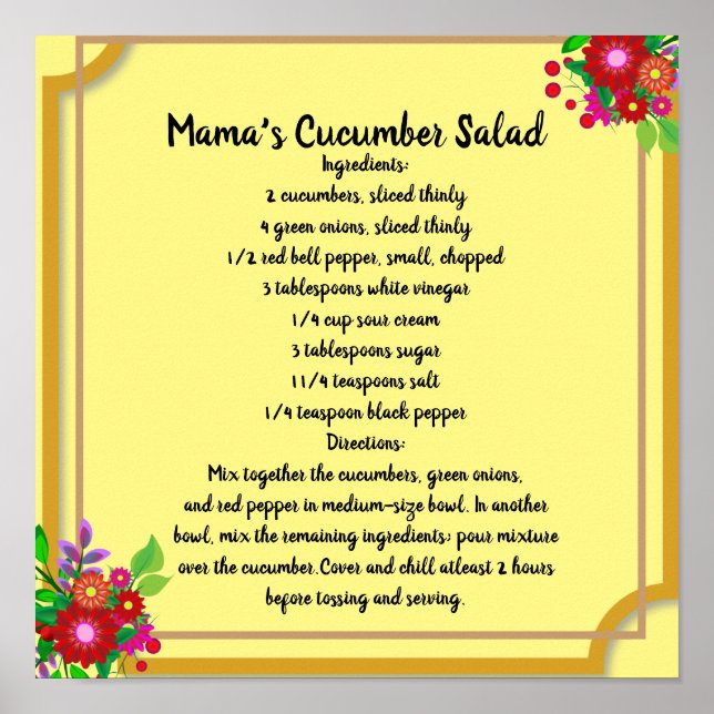 Poster Souvenirs de l'affiche de la recette de salade de  (Devant)