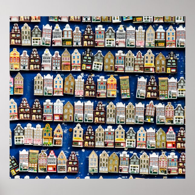 Poster souvenirs hollandais, scène de rue à Amsterdam. (Devant)