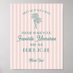 Poster Souvenirs préférés de Palm Springs rose avec la ma