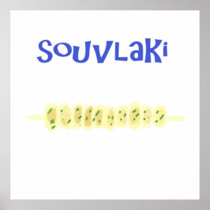 Poster souvlaki art de peinture de nourriture grecque