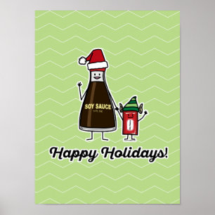 Poster Soy Sauce Bouteille Paquet enfant Noël Père Noël